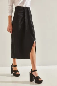 Bianco Lucci Women Front Shirred Skirt - Image 3