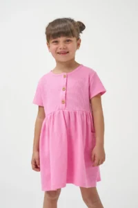 Minipodyum Girls Summer Waffle with Pockets Casual Dress - Image 4
