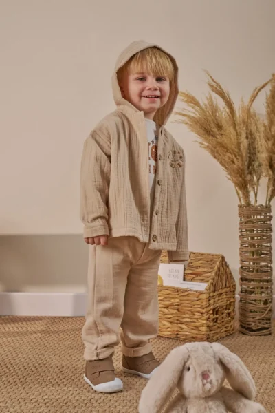 Minipodyum Baby Boy Printed Bottom Top Set Hooded Pocket Holiday Clothes 3-Piece
