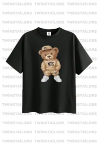 twins tailors Teddy Bear Printed 3 Pack Unisex White-Black-Yellow Children's T-Shirt - Image 3