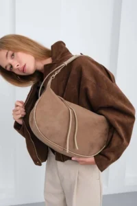 Shule Bags Poppin Suede Shoulder Bag Mink