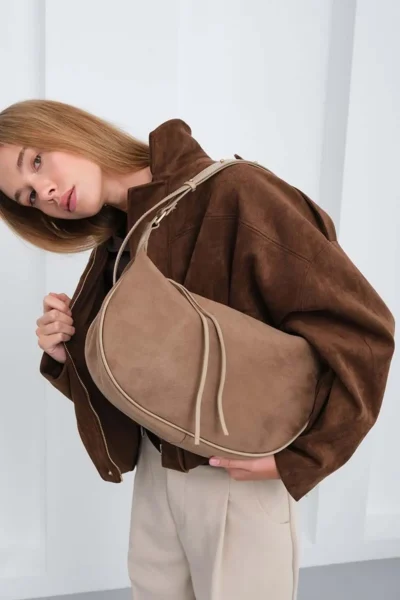 Shule Bags Poppin Suede Shoulder Bag Mink