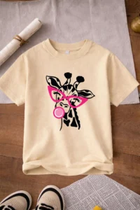 twins tailors Giraffe And Teddy Bear Printed 3-Pack Orange-Beige-Green Girls' T-Shirts - Image 4