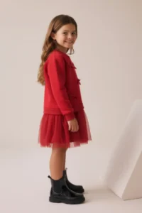 Minipodyum Velvet with bow Tulle Girls' Dress - Image 3