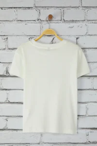 TRENDYOLMİLLA Ecru Swan Printed Fitted Knitting T-Shirt - Image 6