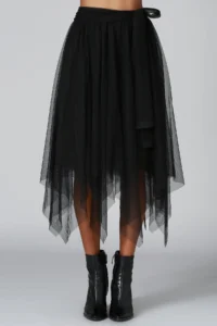 Quincey Tulle Asymmetrical Two Layers Lined Halloween Halloween Tulle Skirt - Image 2