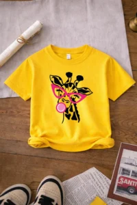 twins tailors Giraffe and Bow Printed 3-Pack Pink-Black-Yellow Girls' T-Shirt - Image 2