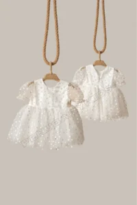 penu baby kids White Floral Detailed Short Sleeve Baby Girl Dress - Image 5