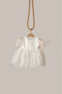 penu baby kids White Floral Detailed Short Sleeve Baby Girl Dress - Image 6