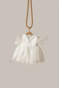 penu baby kids White Floral Detailed Short Sleeve Baby Girl Dress - Image 7