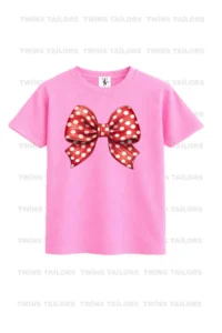 twins tailors Teddy Bear And Red Ribbon Printed 3-Pack White-Blue-Pink Girls' T-Shirts - Image 4