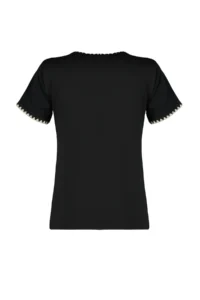 TRENDYOLMİLLA Black 100% Cotton Contrast Stitching Detailed Basic Crew Neck Knitting T-Shirt - Image 8