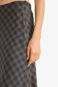 DeFacto A Form Checked High Waist Viscose Midi Skirt - Image 7