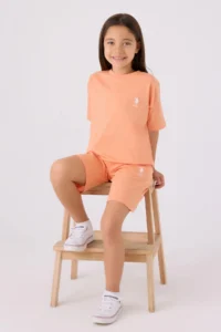 US Polo Assn. U.s. Polo Shirt Assn Girls' Brown Bermuda Set - Image 3