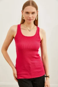 Olalook Women Fuchsia LONG Camisole Tank Top - Image 2