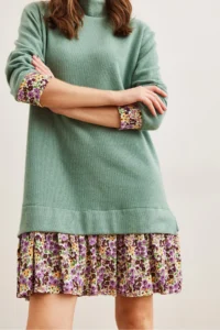 Olalook Women's Mint Green Garnished Thessaloniki Dress - Image 5