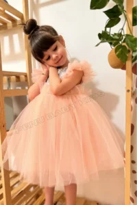 penu baby kids Powder Pink Sleeveless sequined Tulle Etekli Girls' Dress - Image 8