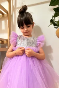 penu baby kids Lilac Sleeveless sequined Tulle Etekli Girls' Dress - Image 5