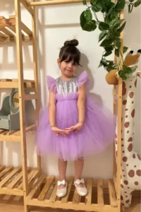 penu baby kids Lilac Sleeveless sequined Tulle Etekli Girls' Dress - Image 6