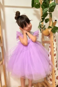 penu baby kids Lilac Sleeveless sequined Tulle Etekli Girls' Dress - Image 7