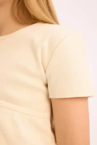 DeFacto Slim Fit Narrow Cut Crew Neck Basic Plain Rib Short Sleeve T-Shirt Girl Child - Image 5