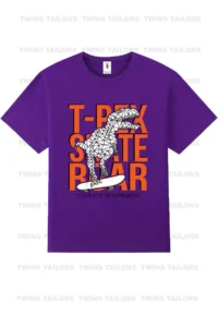 twins tailors Trex Dinosaur Printed 3-Pack Unisex Purple-Sax Blue-Black Children's T-Shirt - Image 2