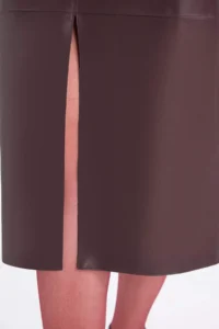 DeFacto High Waist Combed Cotton Lined Slit Midi Faux Leather Claret Red Pencil Skirt - Image 8