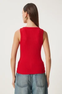 Lovelyİstanbul 2-Piece Ribbed Thick Strap Knitted Undershirt BROWN RED - Image 7