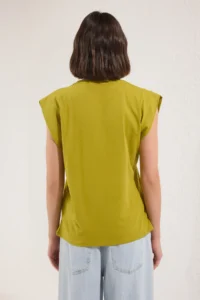 TRENDYOLMİLLA Oil green 100% Cotton Wadding Look Basic Crew Neck Knitting T-Shirt - Image 4
