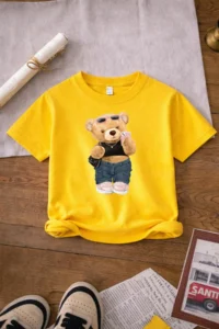 twins tailors Cat And Girl Printed 3-Pack Black-Grey-Yellow Girls' T-Shirts - Image 2