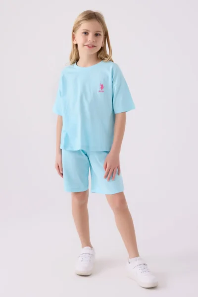US Polo Assn. U.s. Polo Shirt Assn Girls' Blue Bermuda Set