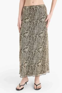 DeFacto A Form Patterned Normal Waist Combed Cotton Lining Tulle Maxi Skirt - Image 4