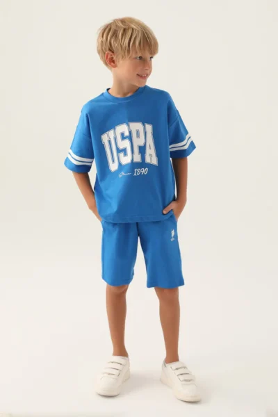 US Polo Assn. BASE. Polo Assn Licensed Glitter Brown Boy Bermuda Suit