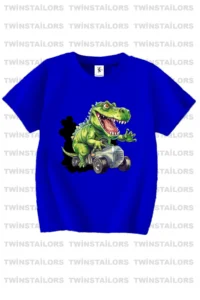 twins tailors Trex Dinosaur Printed 3-Pack Unisex Purple-Sax Blue-Black Children's T-Shirt - Image 4