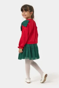 Minipodyum Glittery Tulle Skirt New Year's Eve Outfit for Girls, Top and Bottom Set - Image 2