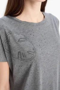 DeFacto Anthracite Women T-Shirt E9333AX/AR53 - Image 5