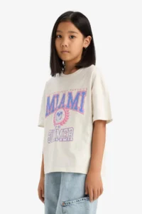DeFacto Oversize Wide Fit Crew Neck Short Sleeve T-Shirt Girl Child - Image 3