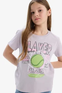 DeFacto Crew Neck Printed Short Sleeve T-Shirt Girl