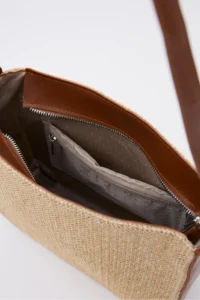 Shule Bags Valenza Wicker Look Shoulder Bag Tan - Image 4