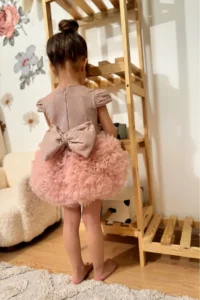 penu baby kids Powder Pink Tutu Short Sleeve Baby Girl Dress - Princess - Image 2