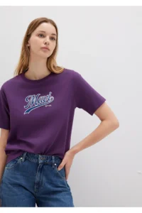 Mavi Logo Printed Purple T-Shirt Regular Fit / Normal Cut 1613565-70679