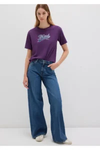Mavi Logo Printed Purple T-Shirt Regular Fit / Normal Cut 1613565-70679 - Image 2