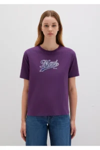 Mavi Logo Printed Purple T-Shirt Regular Fit / Normal Cut 1613565-70679 - Image 3