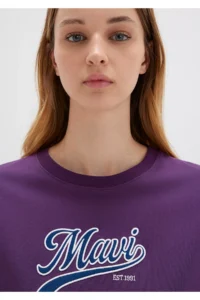 Mavi Logo Printed Purple T-Shirt Regular Fit / Normal Cut 1613565-70679 - Image 5
