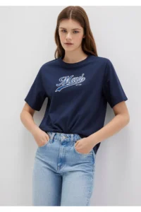 Mavi Logo Printed Navy Blue T-Shirt Regular Fit / Normal Cut 1613565-82318 - Image 3
