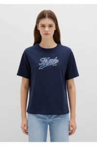 Mavi Logo Printed Navy Blue T-Shirt Regular Fit / Normal Cut 1613565-82318 - Image 4