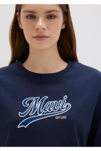 Mavi Logo Printed Navy Blue T-Shirt Regular Fit / Normal Cut 1613565-82318 - Image 6