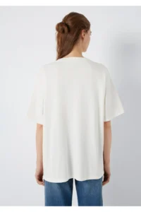 Mavi Women Logo Ecru T-Shirt 1600843-81964 - Image 6