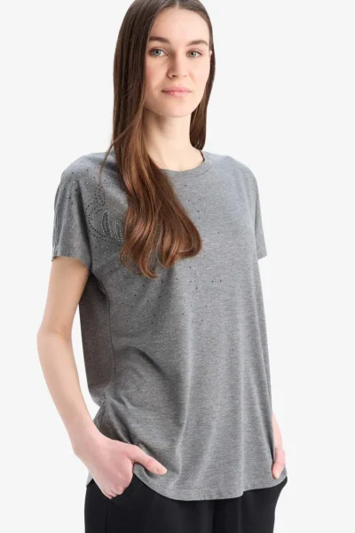 DeFacto Anthracite Women T-Shirt E9333AX/AR53