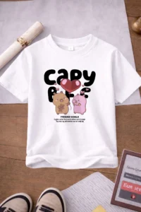 twins tailors Capybara and Mirror Girl Printed 3-Pack White-Black-Yellow Girls' T-Shirt - Image 4